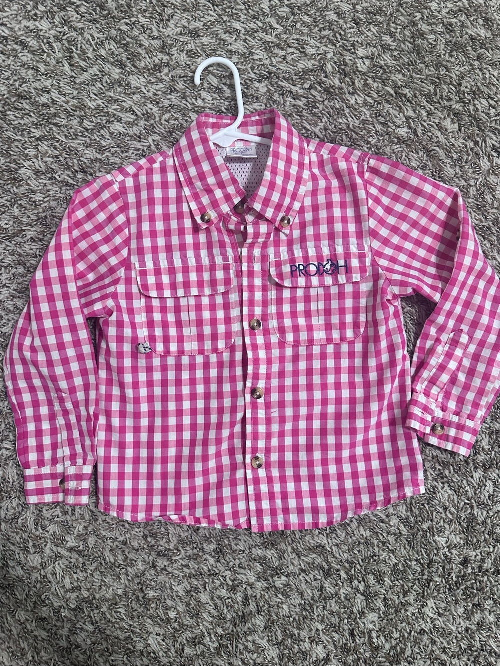 Prodoh kids Pink Gingham Button-Down Long Sleeve Shirt